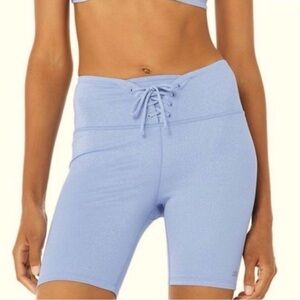 ALO YOGA Glitter Blue Bike Shorts‎